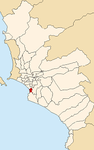 Map of Lima highlighting Barranco